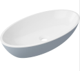 OMNIRES umywalka nablatowa Marble+, 60x35cm, biały  szary połysk SIENALUNBSP - Zdjęcie nr 1
