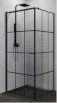 NEW TRENDY Kabina prysznicowa SUPERIA BLACK LEWA kwadratowa 90x90x195 szkło czyste 6mm z powłoką - wzór czarna kratka K-0598