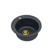 QUADRON DANNY 210 GraniteQ zlewozmywak czarny metalik z syfonem złoty okrągły 1-komorowy b/o HB8301U8-G1 - Zdjęcie nr 3