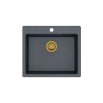 QUADRON MORGAN 110 GraniteQ zlewozmywak czarny metalik z syfonem złoty 1-komorowy b/o HB8304U8-G1