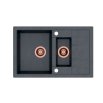 QUADRON MORGAN 156 GraniteQ zlewozmywak czarny metalik z syfonem i zaślepką miedziany 1.5-komorowy z/o HB8224U8-C1
