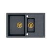 QUADRON MORGAN 156 GraniteQ zlewozmywak czarny metalik z syfonem i zaślepką  złoty 1.5-komorowy z/o HB8224U8-G1