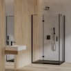 OMNIRES MANHATTAN kabina prysznicowa kwadratowa z drzwiami uchylnymi, 100x100cm, czarny mat/transp MH1010BLTR - Zdjęcie nr 3
