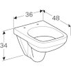 GEBERIT Selnova Compact Wisząca miska WC, lejowa, B36cm, H34cm, T48cm, krótka, kształt geometryczny 501.504.00.7 - Zdjęcie nr 6