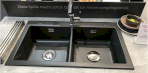 SystemCeram Mera Twin zlewozmywak ceramiczny Korek automatyczny | Nero 68 (czarny połysk) 5062 02 68 - Zdjęcie nr 3
