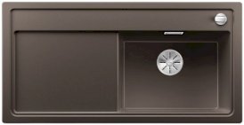 BLANCO Zlewozmywak ZENAR XL 6S-F Steamer System Plus Silgranit PuraDur kawowy prawa komora z deską drewnianą, z korkiem InFino i korkiem aut. 524097