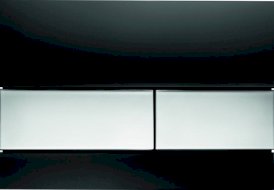 TECE square Przycisk spłukujący do WC szkło czarne, przyciski efekt stali szczotkowanej 9240806