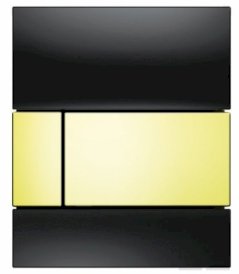 TECE Square - przycisk spłukujący ze szkła do pisuaru; szkło czarne, przyciski złote 9242808