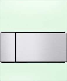 TECE Square - przycisk spłukujący ze szkła do pisuaru; szkło zielone, przyciski stal szlechetna szczotkowana 9242804