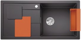 BLANCO SITY XL 6 S Zlewozmywak Silgranit PuraDur Szarość skały prawa, InFino, z akcesoriami orange 525057