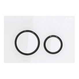 Geberit SIGMA Przycisk uruchamiający Sigma21, przedni, szkło białe, pierścienie: czarny chrom 115.651.SI.1