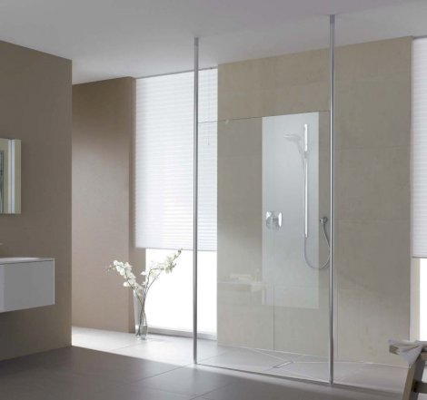 Kermi Walk in Showers XS Free Ścianka wolnostojąca z podporami sufitowymi 120 cm, srebro wysoki połysk