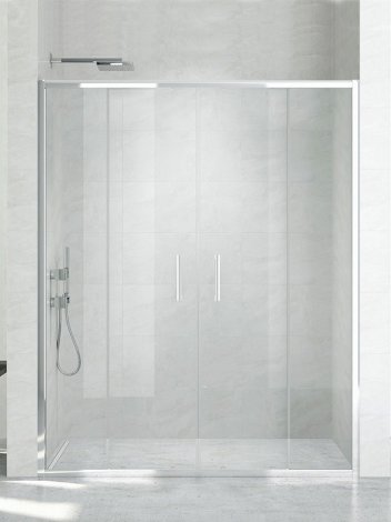 New Trendy Drzwi prysznicowe NEW CORRINA  drzwi przesuwne podwójne 150x195 szkło czyste 6mm Active Shield D-0184A