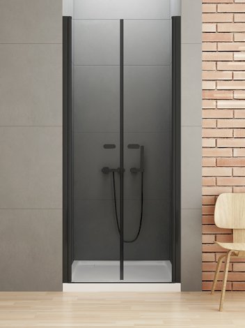 NEW TRENDY Drzwi prysznicowe NEW SOLEO BLACK 130x195 wahadłowe podwójne AS D-0248A