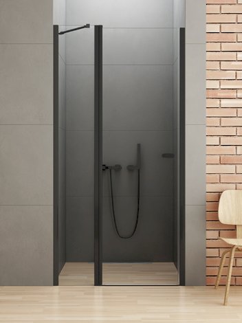 NEW TRENDY Drzwi prysznicowe NEW SOLEO BLACK z elementem stałym 90x195 drzwi uchylne pojedyncze AS D-0241A