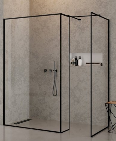 NEW TRENDY Ścianka szklana NEW MODUS BLACK walk-in 90X200 - wzór ramka EXK-0275