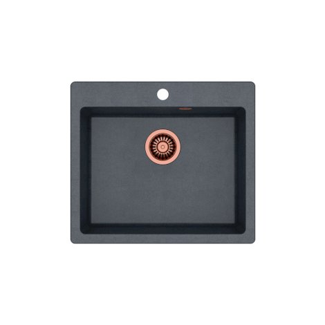 QUADRON MORGAN 110 GraniteQ zlewozmywak czarny metalik z syfonem miedziany 1-komorowy b/o HB8304U8-C1