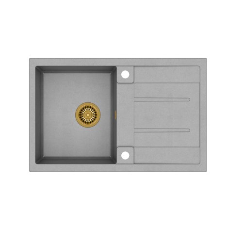 QUADRON MORGAN 111 GraniteQ zlewozmywak szary metalik z syfonem i zaślepką złoty 1-komorowy z/o HB8203U5-G1