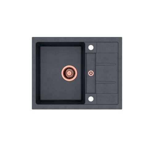QUADRON MORGAN 116 GraniteQ zlewozmywak czarny metalik z syfonem i zaślepką miedziany 1-komorowy z/o HB8210U8-C1