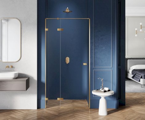 NEW TRENDY Drzwi prysznicowe AVEXA GOLD L 110x200 pojedyncze szkło czyste 6mm Active Shield EXK-1720