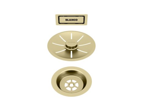BLANCO Zestaw elementów stalowych w kolorze satin gold, do armatury przelewowo-odpływowej InFino, do jednej komory 203476